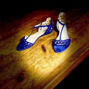 Giorgio Armani Purple T-strap suede sandals